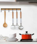 Kitchen Utensil Hanger, Wall Mout Kitchen Utensil Holder Organizer Rack with 6 Hooks, 2 Set Kitchen Wall Hooks for Hanging Utensils displayed.