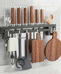Wall Mount Utensil Rack, 15.7inch Kitchen Utensil Hanger holding spoons, knives, forks, chopping boards and kitchen tools