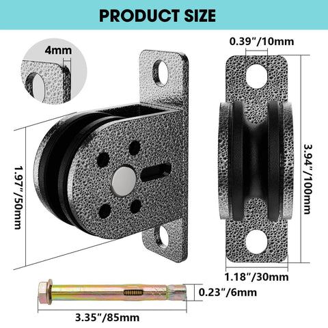 Cable Rope Bearing Pulley Wheel dimensions with stainless steel frame and nylon wheel, Wall-Mounted Fixed Pulley Weight System