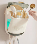 Wall Mounted Cutlery Holder - Kitchen Utensil Storage Box with Lid - Chopstick Container - Dustproof Spoon and Chopstick Organizer