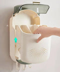 Wall Mounted Cutlery Holder - Kitchen Utensil Storage Box with Lid - Chopstick Container - Dustproof Spoon and Chopstick Organizer - Drain Racks