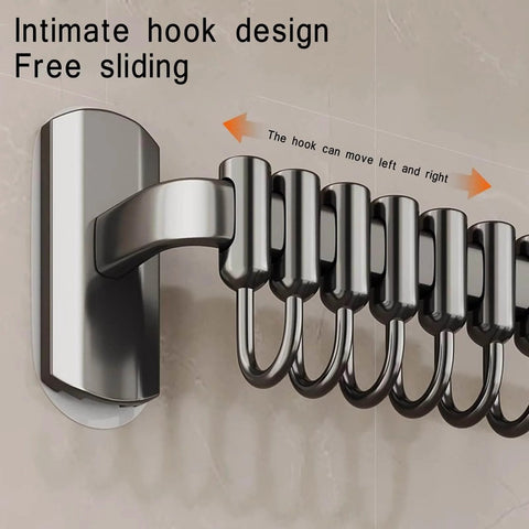 Kitchen Hooks Utensil Holder Wall Utensil Rack Kitchen Hooks for Utensils Kitchen Rail with Hooks Utensil Hooks,Black,45cm, close-up view