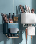 Multifunctional Kitchen Utensils Wall Mounted Organizer Box,Cookware Cutlery Holder Tableware Wall Drainer Self Drying Rack with Hooks