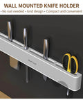 Wall-Mounted Knife Holder Organizer - No Drilling Premium Material Kitchen Storage for Utensils, Spices & Towels, Space-Saving Design