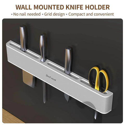 Wall-Mounted Knife Holder Organizer - No Drilling Premium Material Kitchen Storage for Utensils, Spices & Towels, Space-Saving Design