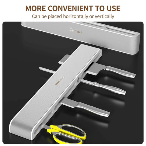 Wall-Mounted Knife Holder Organizer - No Drilling Premium Material Kitchen Storage for Utensils, Spices & Towels, Black & White rack with knives