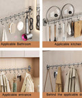 Kitchen Hooks Utensil Holder Wall Utensil Rack Kitchen Hooks for Utensils Kitchen Rail with Hooks Utensil Hooks, Black, 45cm in various settings
