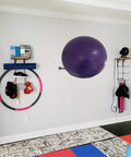 Wall Mounted Stainless Steel Exercise Ball Holder and Storage Rack for Yoga and Stability Balls Fits 13 to 34 Inch Balls displayed