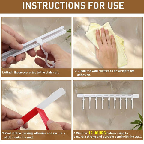 Installation instructions for Kitchen Utensil Hanging Rrack - Hooks for Kitchen Utensils, No Drilling Wall Mounted Utensil Holder.