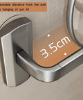 Close-up of a wall-mounted kitchen rail with hooks, showing 3.5 cm distance from wall for pot lid hanging. Kitchen Hooks Utensil Holder.