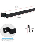 Dimensions and design details of Wrought Iron Kitchen Holder: 10-Hook Wall-Mounted Utensil Rack with Black Finish - Ideal for Pots, Pans, Coffee Mugs.