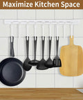 Kitchen Utensil Hanging Rrack - Hooks for Kitchen Utensils, No Drilling Wall Mounted Utensil Holder with utensils and cutting board