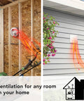 Ventilation airflow from garage to exterior through Versatile Through The Wall Ventilation Fan For Kitchen Garage Laundry Or Rec Room.