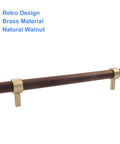 Walnut Wood Cabinet Pulls Set Of 2 With Screws, 160mm Hole Center Drawer Handles, Rustic Brass Knobs For Kitchen Cabinets