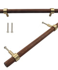 Walnut Wood Cabinet Pulls Set Of 2 With Screws, 160mm Hole Center Drawer Handles, Rustic Brass Knobs For Kitchen Cabinets Drawers Cupboards