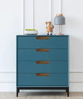 Walnut Wood Drawer Pulls Set Of 6 Solid Wood Furniture Handles With 5.04 Inch Hole Centers on blue dresser cabinet