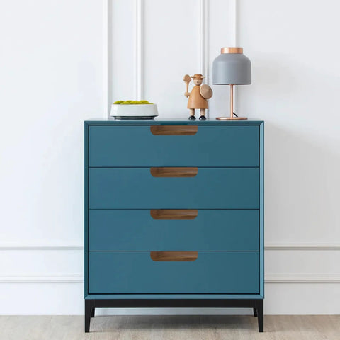 Walnut Wood Drawer Pulls Set Of 6 Solid Wood Furniture Handles With 5.04 Inch Hole Centers on blue dresser cabinet