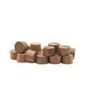 Walnut Three Eighth Inch Flat Head Wood Plugs For Furniture Pack Of 25 Conceal Screw Holes With Flush Finish visible in a pile