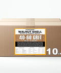 Fine 40 60 Grit Walnut Shell Media for gentle blasting, tumbling, and polishing in a 10 lb pack with product label visible