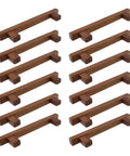Walnut Wood Drawer Pulls 12 Pack 178mm Long Center To Center 128mm 5 Inch Wooden Handles with screws, rustic finish, side view.