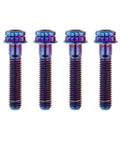 ✝️ Wanyifa Titanium Flange 12 Point M6 x10 15 20 25 30 35 40 45 50mm Screw Bolt Pack of 4 (M6x30mm, Burning Blue)