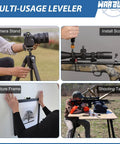 Universal Scope Leveling Kit With Magnetic Base in use for camera stand, scope install, picture frame, and shooting table setup.