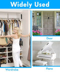 Woman using wardrobe with 2 Pack 6 Inch Stainless Steel Piano Hinges for cabinets, doors, and piano, highlighting versatility.