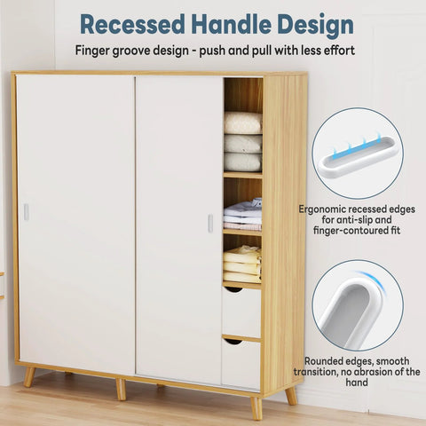 Closet with recessed handle design, showing 2 Pack Self-Adhesive Drawer Pulls 4 Inch Aluminum Alloy Door Handles installation