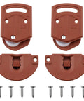 Sliding Door Cabinet Roller Gear Track Panel Internal Kit Two Pack With Screws Durable Plastic Replacement For Wardrobe shown with components.