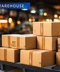 Heavy Duty Plastic Pallets For Basement Storage Waterproof HDPE Grids Lightweight Floor Pallets 25 By 28.7 By 5.7 Inches Built Tough For Garage Supermarket Basement Racks 2 Pack shown in a warehouse with stacked boxes.