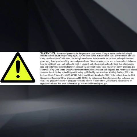 Warning label on E6011 1/8 Inch Arc Welding Rod packaging with safety instructions.