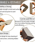4 Pack 220 Grit Single Angle Sanding Sponges For Wood Metal Drywall, showing flexibility, wet or dry use, unique design