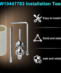 Washer Bearing Tool Kit and Tub Seal Replacement for Whirlpool Cabrio and Maytag Bravos XL Washers, shown with installation tools.