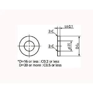 Technical drawing of SWA-12-25-5-AW NBK Adjust Metal Washer - Steel dimensions and specifications, Made in Japan.