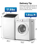 Image of a two in one space saving washer and dryer combo that handles up to 17.8 lb wash and 10.6 lb dry, featuring a durable stainless steel inner tub.
