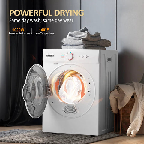 Two in one space saving washer and dryer combo that handles up to 17.8 lb wash and 10.6 lb dry, featuring a stainless steel inner tub