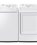 Efficient two-piece laundry solution with a 4.0 cu ft HE top-load washer and a 7.2 cu ft electric dryer in white, ideal for apartments and small spaces.