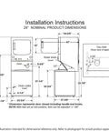 Installation instructions for Compact 27 inch unitized washer and electric dryer with detailed dimensions and layout.
