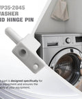Lid Hinge Pin WP35-2045 displayed with a top-load washer backdrop in laundry setting