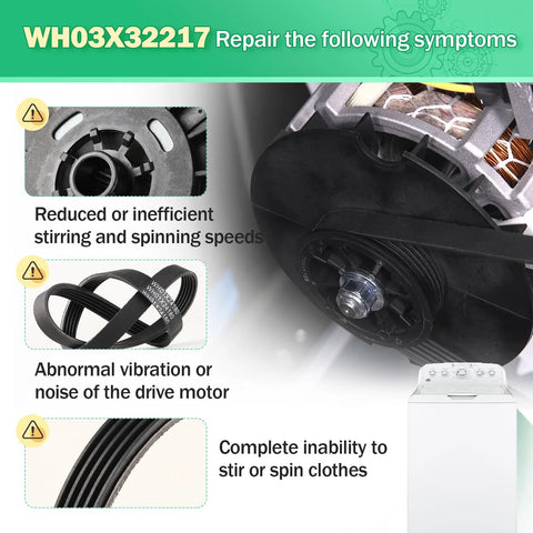 Washer One Half Horsepower Motor Pulley And Belt Nut Set For GE Washers Replacement Part Kit Compatible With WH03X32217