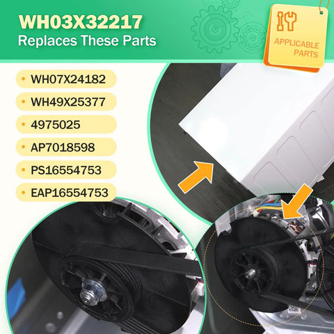 Washer One Half Horsepower Motor Pulley And Belt Nut Set For GE Washers Replacement Part Kit Compatible With WH03X32217 WH01X24180