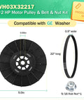 Washer One Half Horsepower Motor Pulley And Belt Nut Set For GE Washers Replacement Part Kit dimensions and compatibility details