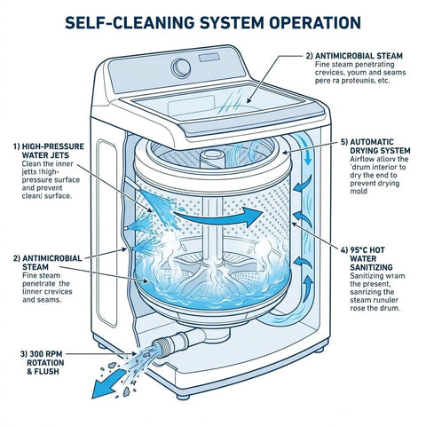 Diagram of 4.5 Cu Ft Top Load Washer With Triple Action Impeller For Tough Dirt And Stains Reducing Laundry Time