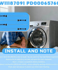 Washer Suspension Rods Kit 4 OEM Replacement Compatible With Maytag Kenmore Whirlpool shown with washing machine.