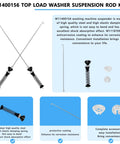 Washer Suspension Rods Kit 4 OEM Replacement Compatible With Maytag Kenmore Whirlpool MVW7232HW0 WTW7120HW0 WTW8127LC0 Includes W11187091 PD00065760 AP6976426 shown with components and features.