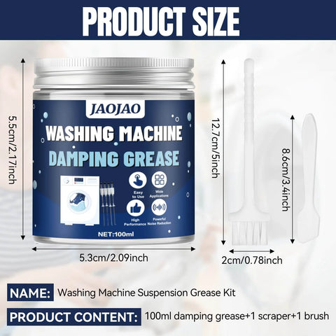 High Performance Damping Grease For Washing Machines And Mechanical Equipment, Synthetic Dampening Lubricant Reducing Vibration And Wear, Ideal For Washers Telescopes Cameras And Mechanical Buffers, 100g Transparent, grease kit with scraper and brush.