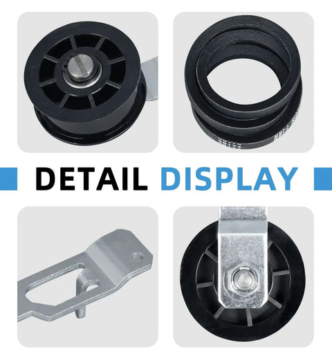 Detail view of Washing Machine Idler Pulley Kit With Lever And Belt Tensioner for Speed Queen and Alliance Washers components.