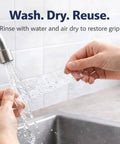 5 Pack Double Sided Nano Grip Go-To Mounting Tape With 50 Feet Total, 10 Foot Clear Rolls being washed under a faucet.
