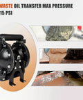 GCCSJ Air Operated Double Diaphragm Pump 1 inch Inlet/Outlet Pneumatic Chemical QBY4-25L 31 GPM Dual Diaphram Polypropylene