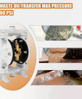 GCCSJ Air Operated Heavy Duty Double Diaphragm Transfer Pump 1/2" Inlet and Outlet, 13GPM, 100 PSI Max, Polypropylene Nitrile Rubber Stainless Steel Waste Oil Transfer.